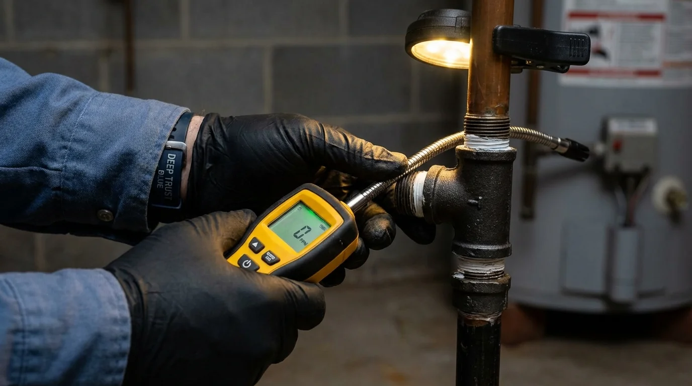 Gas leak detection with electronic sniffer by Johns Plumbing LLC in Forestdale